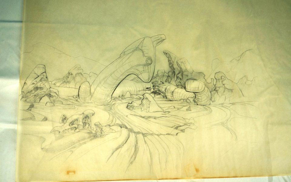 Aliens: DERELICT SHIP, James Cameron original hand-drawing (in person), one of a kind!